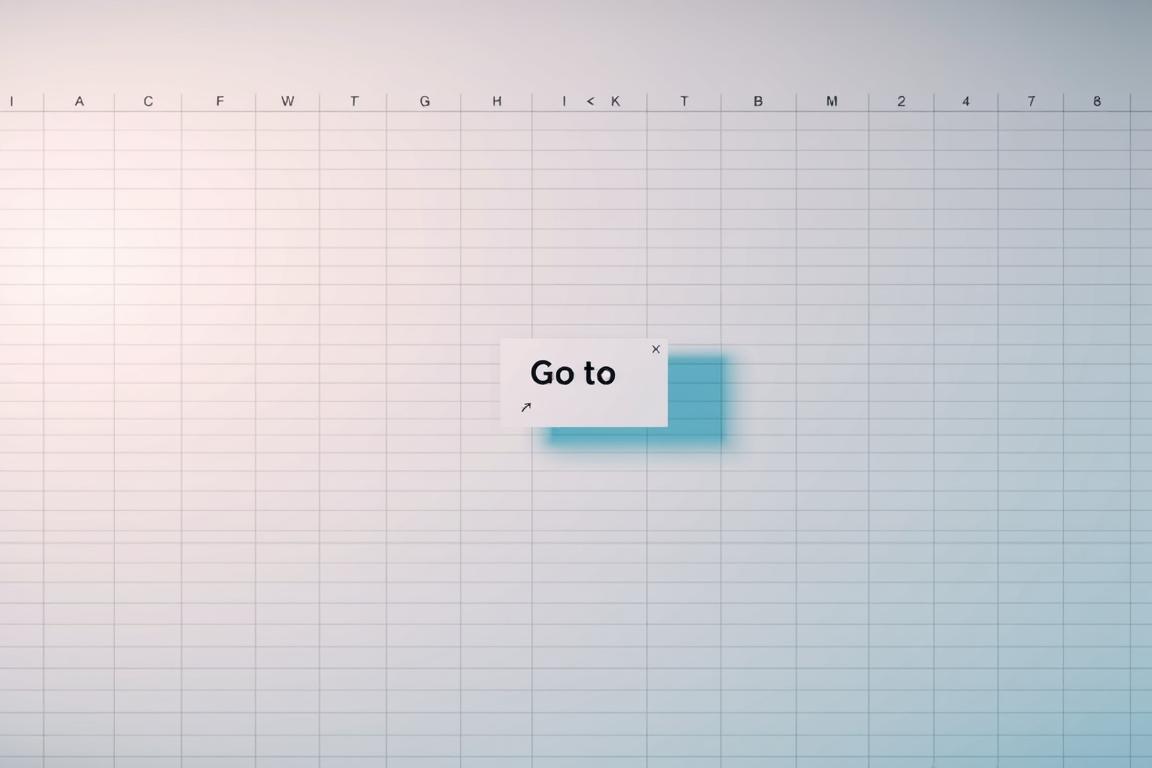 A clean, minimalist spreadsheet interface with a focused view on the "Go to" function in Microsoft Excel. The foreground features a series of empty rows, with a prominent "Go to" dialog box in the center. The middle ground showcases a subtle grid overlay, conveying the structure of the spreadsheet. The background adopts a muted, neutral tone, directing attention to the primary subject matter. Soft, directional lighting creates depth and highlights the key elements. The overall mood is one of efficiency and problem-solving, reflecting the article's focus on streamlining data management in Excel.