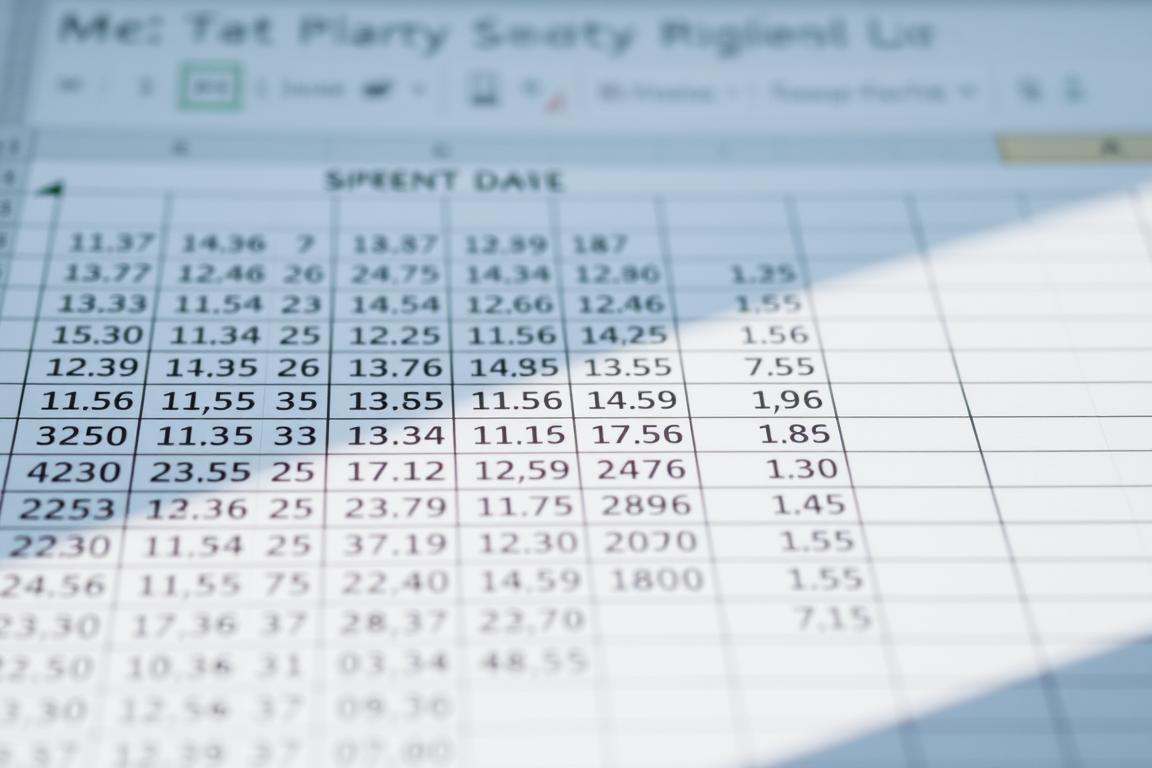 A close-up view of a spreadsheet displaying intricate number formatting in Microsoft Excel. The foreground shows a grid of cells with a variety of numerical values, some formatted as decimal numbers, others as percentages or scientific notation. The background is a clean, minimalist workspace, allowing the focus to remain on the spreadsheet's attention to detail. Soft, directional lighting casts subtle shadows, emphasizing the depth and texture of the digital interface. The overall mood is one of precision, control, and the power of data visualization within the ubiquitous Excel software.