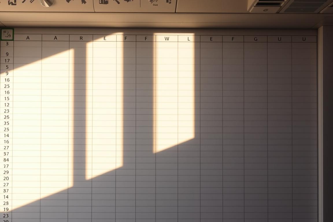 A crisp, clean Excel window with the column headers prominently displayed and fixed in place, casting a subtle shadow on the spreadsheet content below. The scene is captured from a slightly elevated angle, with a warm, natural lighting illuminating the workspace. The interface elements are rendered with precision, showcasing the intuitive navigation and functionality of the application. The overall atmosphere conveys a sense of productivity and focus, reflecting the importance of the task at hand - locking the column headers to maintain a clear, organized view of the data.