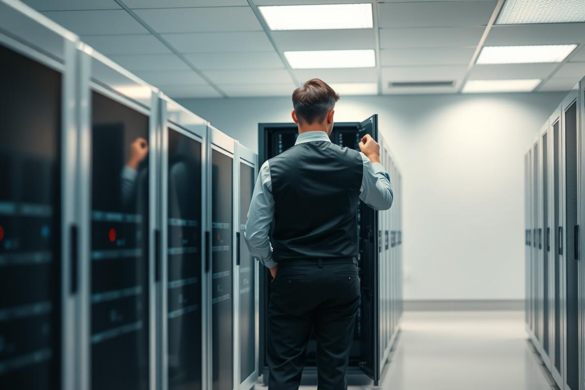 A serene, well-lit database server room with rows of sleek, modern servers in the foreground. In the middle ground, a technician in a crisp, professional uniform examines the back panel of a server, diagnosing and repairing the database system. The background features a clean, minimalist design with muted colors, conveying a sense of efficiency and technical expertise. Soft, directional lighting illuminates the scene, creating depth and emphasizing the importance of the task at hand. The overall atmosphere is one of diligence, problem-solving, and a commitment to restoring the database to optimal performance.