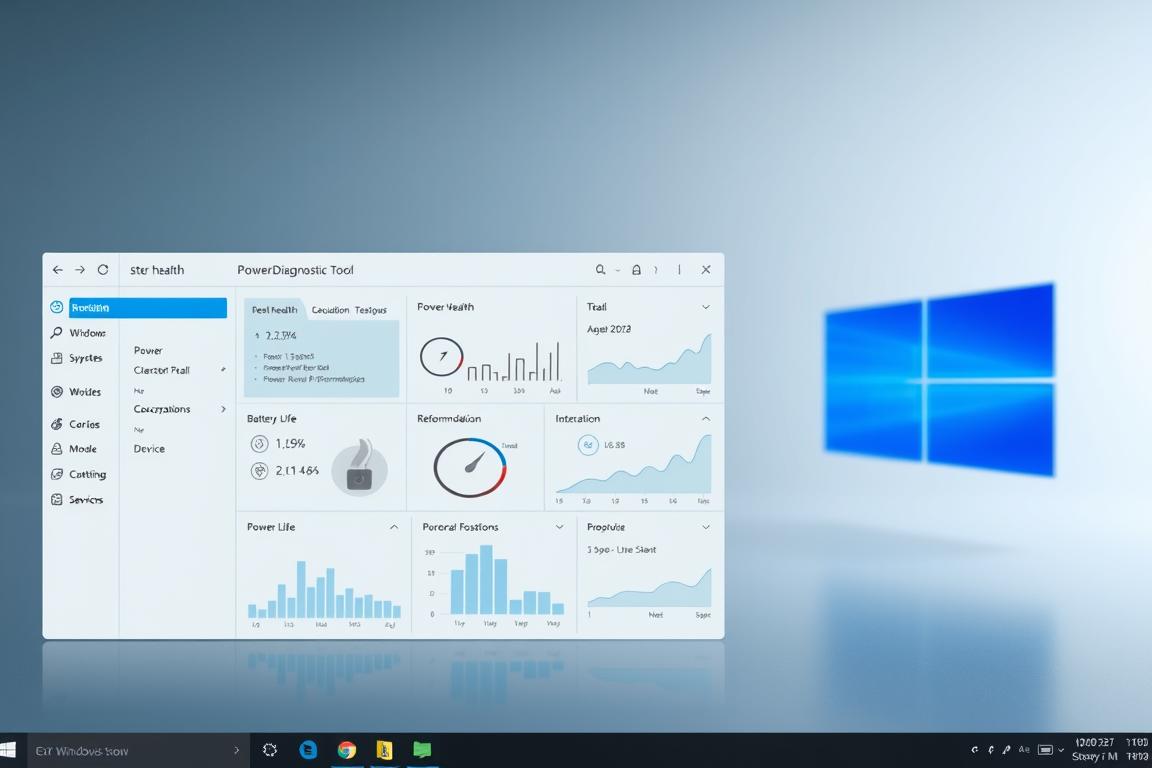 A sleek and intuitive PowerDiagnostic Tool interface, rendered in a clean and minimalist style. The foreground showcases the tool's main dashboard, with clearly labeled sections for monitoring system health, detecting power-related issues, and providing detailed recommendations. The middle ground features an array of interactive graphs and charts, displaying real-time data on power consumption, battery life, and device performance. In the background, a soft, blurred window reveals the Windows 11 desktop, hinting at the tool's seamless integration with the operating system. The overall atmosphere conveys a sense of professionalism and efficiency, with a cool, muted color palette and subtle ambient lighting to create a calming, productive environment.