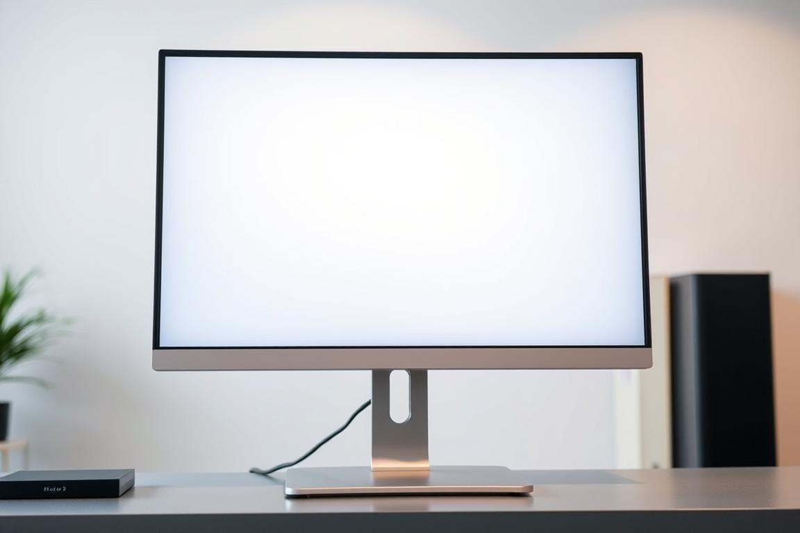A sleek, modern presentation slide displayed on a high-resolution computer monitor, its surface reflecting the soft, diffused lighting of a neatly organized office. The slide features a clean, minimalist design with a muted color palette, allowing the content to take center stage. The angle showcases the slide's crisp typography and well-balanced layout, conveying a sense of professionalism and attention to detail. The monitor is positioned on a sturdy, understated desk, hinting at the technical setup required for seamless presentations. This image captures the essence of hardware and system optimization, where the seamless integration of software and hardware ensures a flawless delivery of digital content.