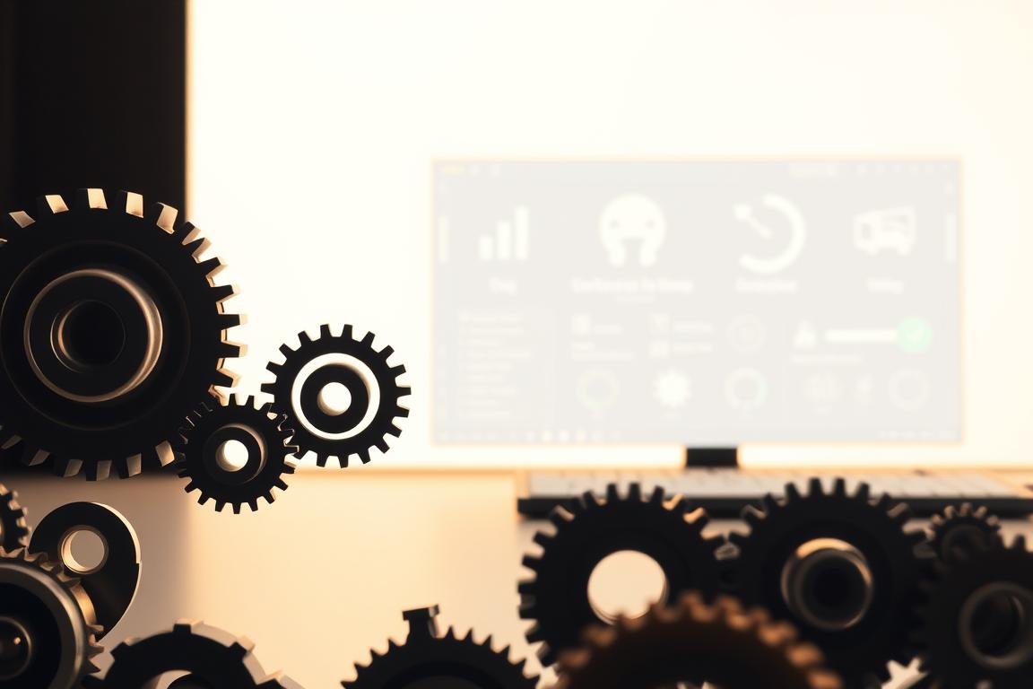 A step-by-step optimization process unfolds in an organized, methodical manner. In the foreground, a series of interconnected gears and cogs symbolize the intricate mechanisms at play. The middle ground features a minimalist desktop interface, with various controls and settings arranged in a clean, intuitive layout. The background is bathed in a soft, warm glow, conveying a sense of efficiency and progress. Crisp, high-contrast lighting illuminates the scene, highlighting the attention to detail. The overall composition evokes a sense of purposeful refinement, guiding the viewer through a structured approach to optimization.
