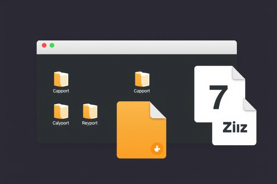 Eine Bilddarstellung der Verwendung von 7-Zip zur Dateikomprimierung