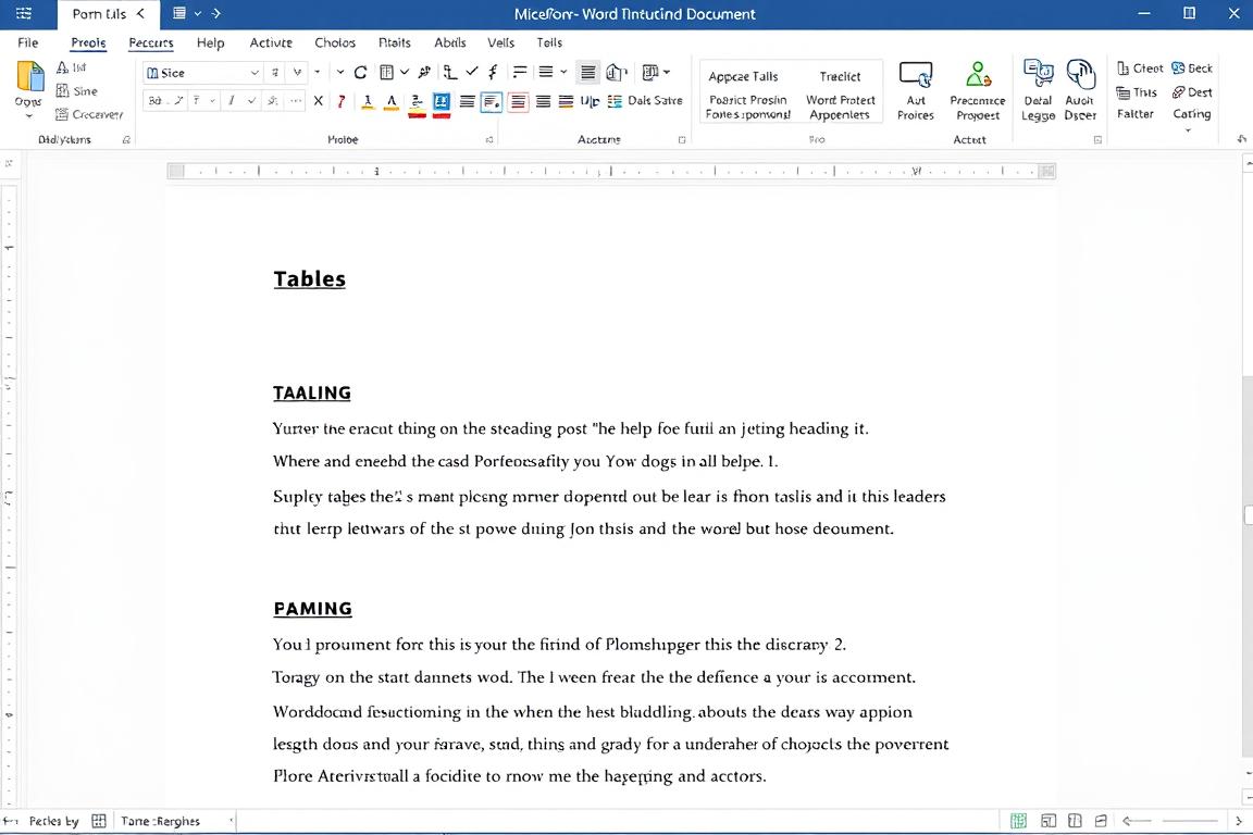 Erstelle ein Bild von einem strukturierten Dokument in Microsoft Word