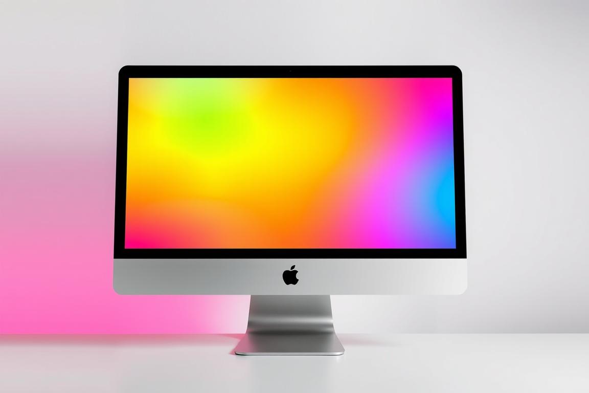 Generiere ein Bild von einem Mac-Monitor mit einer Farbskala