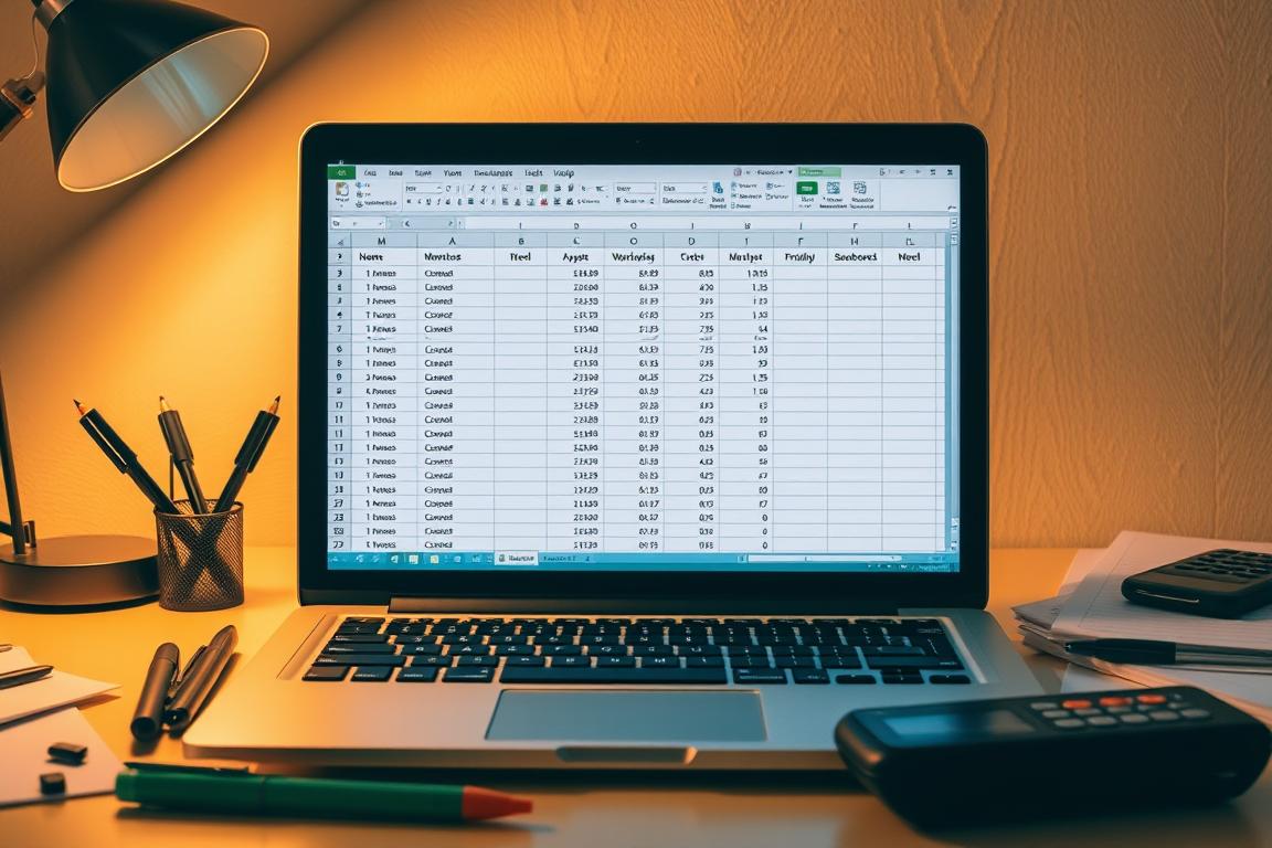 Prompt A well-organized spreadsheet with crisp, consistent cell formatting. A desktop scene with a laptop displaying an Excel workbook, surrounded by office supplies like pens, highlighters, and a compact calculator. Warm lighting from a desk lamp casts a gentle glow, creating a productive, focused atmosphere. The layout is clean and minimalist, emphasizing the importance of maintaining stable, reliable formatting in Excel. The overall tone is one of professionalism, efficiency, and attention to detail.